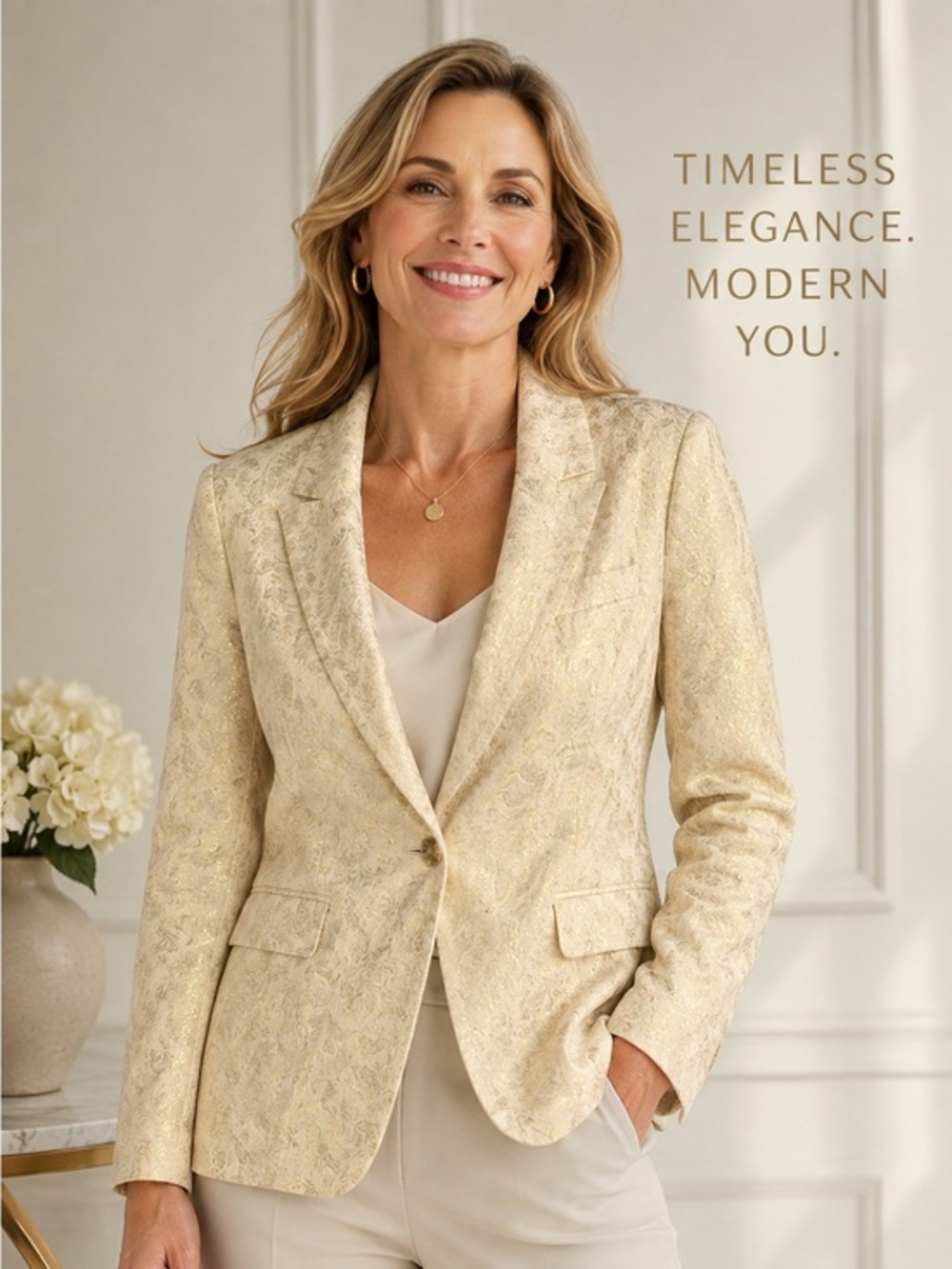 Dana Buchman Elegant Cream and Silver Blazer Size 14